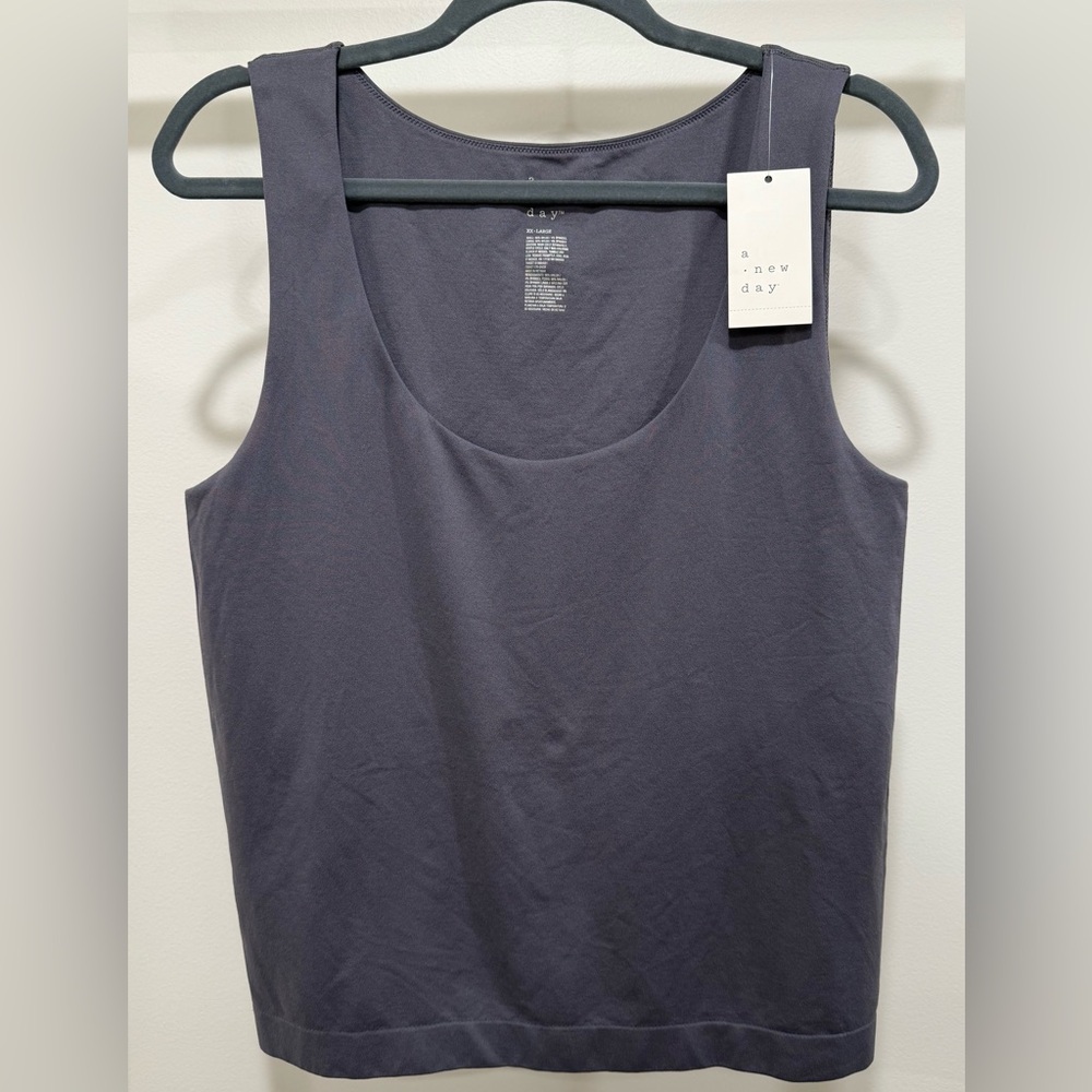 NWT a new day Charcoal Gray Fitted Stretch Scoop Neck Tank Top Women’s XXL
